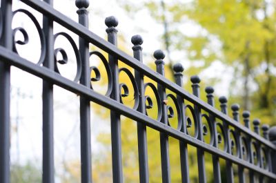 Decorative Iron Fence with Scrollwork